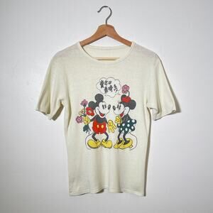 Vtg 70s 80s Walt Disney Mickey Minnie Japan T-Shirt / M/L French Cut Baby Tee
